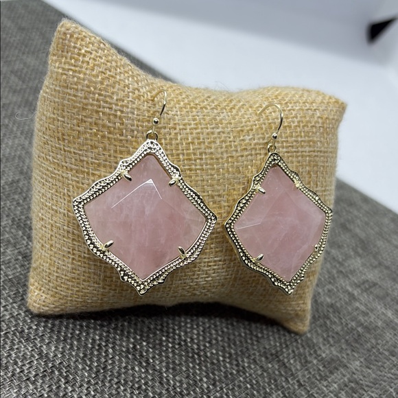 Kendra Scott Kirsten Pink and Gold Geometric Earrings - Picture 2 of 5